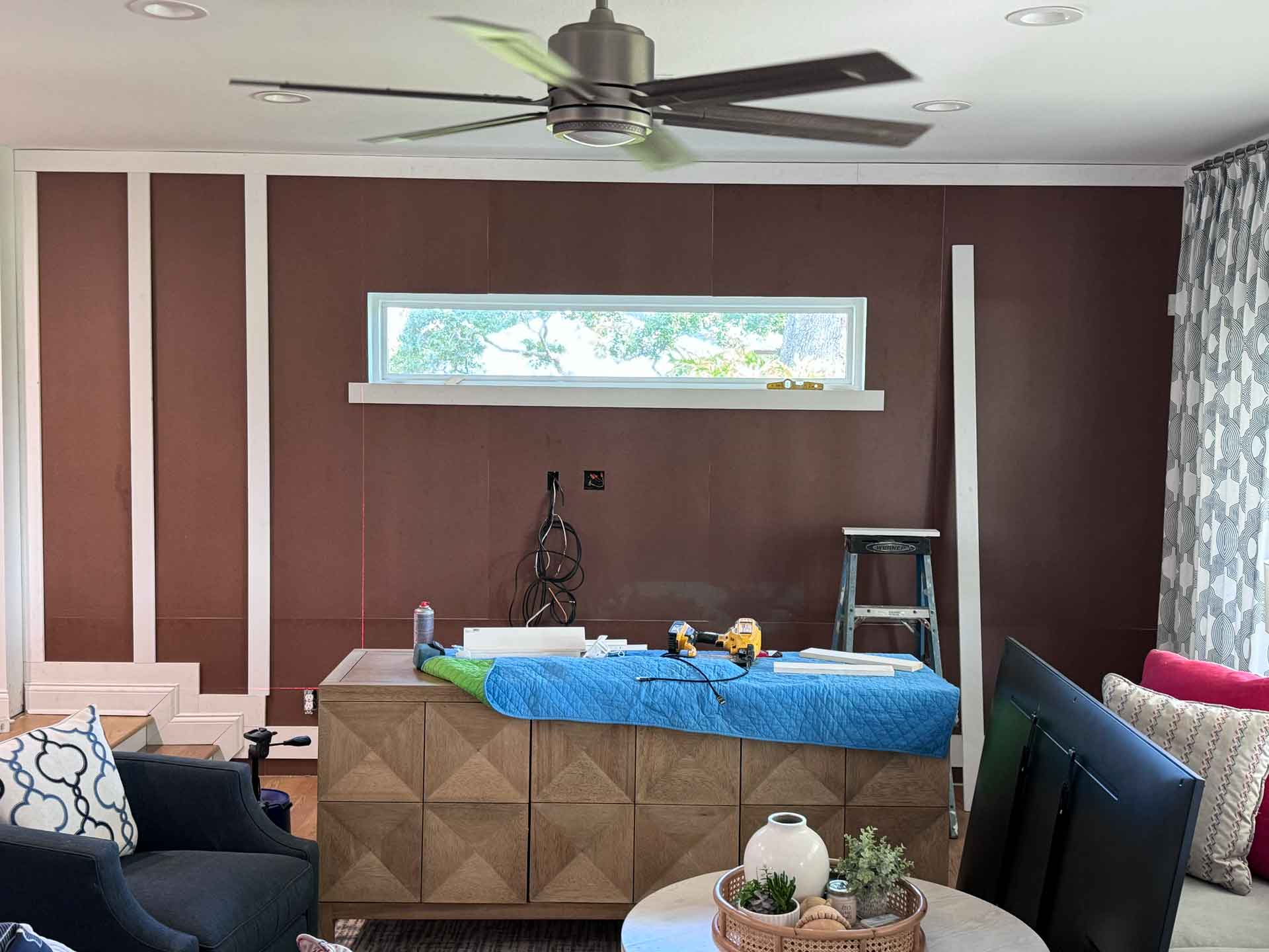 In-progress accent wall installation by Dream Space Renovation LLC