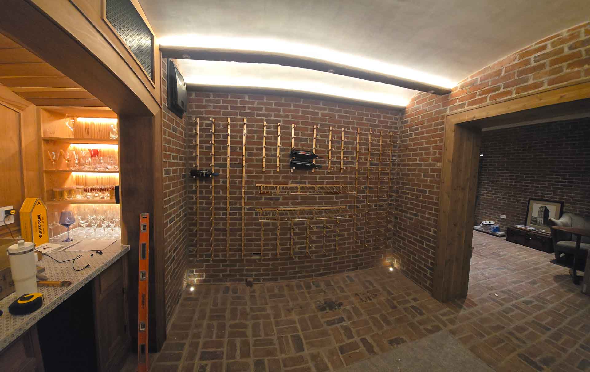 In-progress wine cellar renovation by Dream Space Renovation LLC