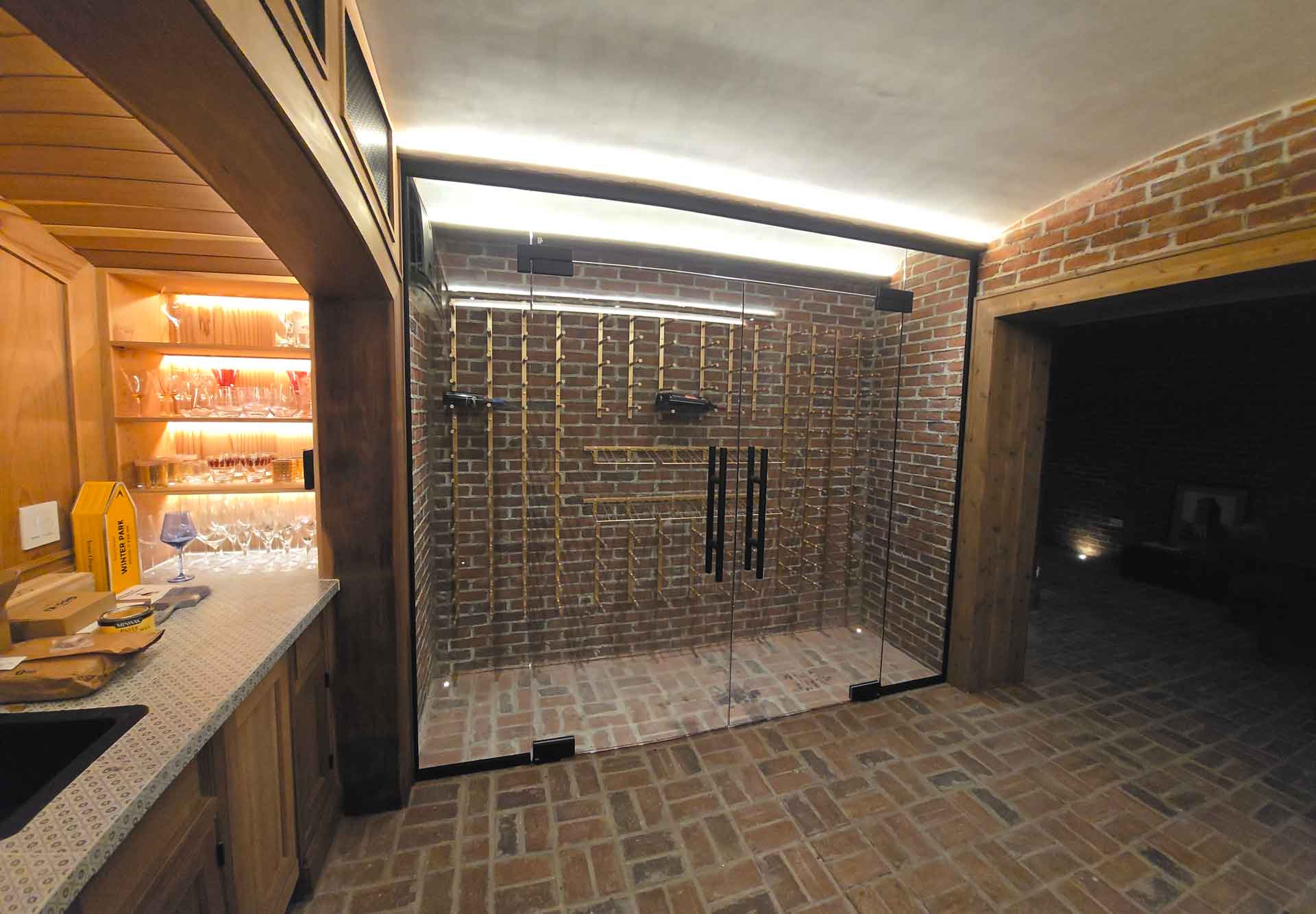 In-progress wine cellar renovation by Dream Space Renovation LLC